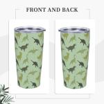 YIKISSKID Dinosaur 20oz Tumbler with Lid and Straw for Women Men, Cute Dinosaur Insulated Mug Olive Green Cartoon Dino Animals Theme Stainless Steel Tumbler Double Wall Vacuum Travel Mug Coffee Cup