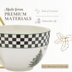 Spode Black & White Jumbo Christmas Mug - 20oz Porcelain Oversized Cup with Handle Featuring Holiday Tree Motif, Microwave & Dishwasher Safe - Seasonal Ceramic Mug for Gifting & Hosting