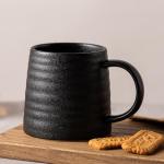 TaoTaojarvie Ceramic Coffee Mugs, 16oz, Large Capacity, Wide Bottom, Matte-finish Craft, Black mugs, Handmade Pottery Mug, Tea Cups with Handle for Office/Home, Dishwasher and Microwave Safe (Black)