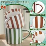 JolliKids 2 Pack Ceramic Mugs Striped Espresso Mugs 8 oz Hand Paint Coffee Cups with Handle Porcelain Coffee Mug for Christmas Valentines Day Gifts