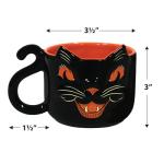 Beistle Vintage Halloween Ceramic Black Cat Mug – Retro Style Holiday Coffee Cup, Orange Drinkware with Classic Cat Face Design, Seasonal Gift Party Tableware, Dishwasher and Microwave Safe, 12 Oz
