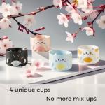Stackable Mug Set of 4, Adorable Ceramic Coffee Mugs with Funny Cartoon Cat Designs, Perfect Gifts for Parties, Christmas, and Cat Lovers, 10 oz