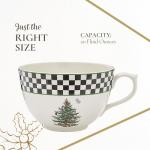 Spode Black & White Jumbo Christmas Mug - 20oz Porcelain Oversized Cup with Handle Featuring Holiday Tree Motif, Microwave & Dishwasher Safe - Seasonal Ceramic Mug for Gifting & Hosting