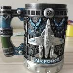 Anhuastar Military Branch Themed Stainless Steel Coffee Mug, 12 oz, Decorative 3D Relief Design 1 piece(Marine Corps)