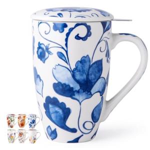 Large Ceramic Tea Mug with Infuser and Lid