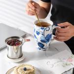 Large Ceramic Tea Mug with Infuser and Lid