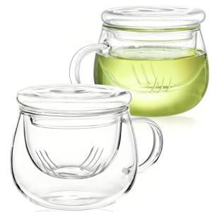Tosnail Glass Tea Cup Set with Infuser, 2 Pack