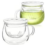 Tosnail Glass Tea Cup Set with Infuser, 2 Pack