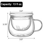 Tosnail Glass Tea Cup Set with Infuser, 2 Pack