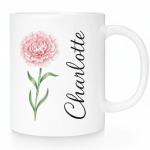 NAUNIQTEE Personalized Birth Flower Mug, Custom Name Floral Coffee Cup, Minimalist Botanical Design, 11oz and 15oz Ceramic Mug, Gift for Mom, Wife, Friend