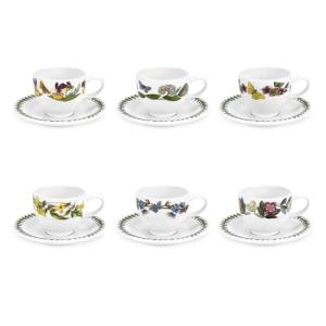 Portmeirion Botanic Garden 3.5oz Espresso Cup & Saucer Set – 6 Porcelain Cups with Nature-Inspired Floral Designs for Coffee & Tea, Small Drinkware for Espresso Bars, Cafes & Table Settings