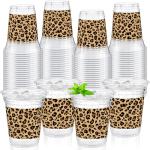 Qinyoung 50 Pcs Leopard Print Plastic Cups Cheetah Animal 12oz Disposable Cups Bulk Drinking Cup for Cold Drinks Baby Shower Wedding Birthday Valentines Animal Cheetah Print Party Supplies