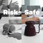 Wide Bottom Handmade Coffee Mug, Tip-Proof Ceramic Mug with Weighted Non-Slip Base, Stable Desk & Travel Mug for Office, RV & Boat, Retro Sci-Fi Design, Unique Appreciation Gift