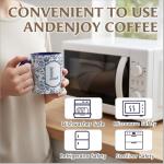 Blue Toile Letter L Mug, 11 oz French Floral Ceramic Coffee Cup Tea Cup with Initials, Personalized Birthday Gifts for Women Men Friend Friendship Unique Aesthetic Mug