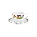 Portmeirion Botanic Garden 3.5oz Espresso Cup & Saucer Set – 6 Porcelain Cups with Nature-Inspired Floral Designs for Coffee & Tea, Small Drinkware for Espresso Bars, Cafes & Table Settings