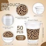 Qinyoung 50 Pcs Leopard Print Plastic Cups Cheetah Animal 12oz Disposable Cups Bulk Drinking Cup for Cold Drinks Baby Shower Wedding Birthday Valentines Animal Cheetah Print Party Supplies