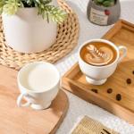 No Name No Seal Ceramic Espresso Cups Set of 2，3.3oz Demitasse Cups with Handle,Bone china coffee Mugs