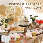 Qinyoung 50 Pcs Leopard Print Plastic Cups Cheetah Animal 12oz Disposable Cups Bulk Drinking Cup for Cold Drinks Baby Shower Wedding Birthday Valentines Animal Cheetah Print Party Supplies