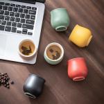 Dicmracy 4-Oz Ceramic Espresso Cups Set - Multi-Color, Handle-Free Design for Home & Cafe | Dishwasher-Safe Stoneware Cups (black,2)