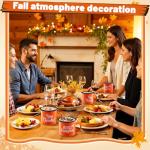 NatNarr Fall Coffee Mugs Set of 2, 12OZ Thanksgiving Pumpkin Enamel Mugs Fall Cups Orange Autumn Enamel Mug with Handles for Thanksgiving Gifts, Table Decor