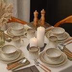 Yellowstone 4-Pc Rainwater Mug Set – Durable Stoneware Coffee Mugs with Reactive Glaze Finish, 13 oz, Microwave, Dishwasher & Oven Safe – Rustic Modern Design for Everyday Use