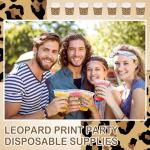 Qinyoung 50 Pcs Leopard Print Plastic Cups Cheetah Animal 12oz Disposable Cups Bulk Drinking Cup for Cold Drinks Baby Shower Wedding Birthday Valentines Animal Cheetah Print Party Supplies
