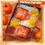 NatNarr Fall Coffee Mugs Set of 2, 12OZ Thanksgiving Pumpkin Enamel Mugs Fall Cups Orange Autumn Enamel Mug with Handles for Thanksgiving Gifts, Table Decor