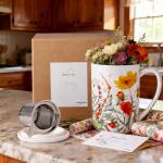 AmorArc Porcelain Tea Mug with Infuser and Lids, 18 Oz Large Cup Strainer with Bag Holder for Loose Leaf Tea, Steeping Coffee Mug for House-warming Wedding Birthday Gift