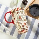 Topadorn 17 oz Tall Ceramic Travel Mugs Coffee Cup with Sealed Lid and Handle, Perfect for Coffee and Tea, Holiday Gift Her Him, Flower