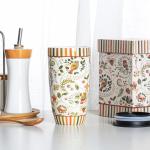 Topadorn 17 oz Tall Ceramic Travel Mugs Coffee Cup with Sealed Lid and Handle, Perfect for Coffee and Tea, Holiday Gift Her Him, Flower