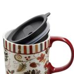 Topadorn 17 oz Tall Ceramic Travel Mugs Coffee Cup with Sealed Lid and Handle, Perfect for Coffee and Tea, Holiday Gift Her Him, Flower