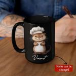 Customized Otter With Chef Hat Cup, Custom Name Charming Animal Coffee Mug, Personalized Cooking Themed Ceramic Cup, Gift For Him Her, Chef Black Mug 11oz 15oz, Birthday Cup Gift
