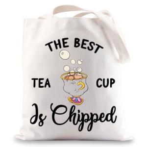 G2TUP Chip and Mrs Potts Shoulder Bag Tea Party Tote The Best Teacup Is Chipped Belle Inspired Canvas Bag (Best Teacup TG)