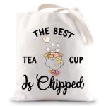 G2TUP Chip and Mrs Potts Shoulder Bag Tea Party Tote The Best Teacup Is Chipped Belle Inspired Canvas Bag (Best Teacup TG)