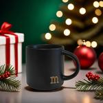 COLLECTIVE HOME - Black Monogram Ceramic Mugs, 15 oz Golden Initial Coffee Cups, Elegant Alphabet Tea Mugs, Personalized Halloween Mug with Gift Box, Perfect for Office and Home Décor (m)