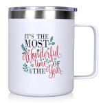 Dksyee Cute Christmas Coffee Mug 12 Oz Insulated Cup Gift for Women Men Girl Boyfriend Present Ideas Funny Xmas Tumbler Mugs Holiday Travel Mug Childrens Christmas Festive Vacation Drinking Cup