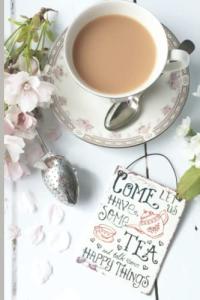 Tea Time Notebook: Tea Lover Journal Notebook: Tea and Flower Themed 6×9 Inches Notebook: Cup of Tea Background Designed Wide Lined Notebook