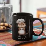 Customized Otter With Chef Hat Cup, Custom Name Charming Animal Coffee Mug, Personalized Cooking Themed Ceramic Cup, Gift For Him Her, Chef Black Mug 11oz 15oz, Birthday Cup Gift