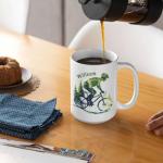 Personalized Ceramic Mug with Name, Custom Nature Inspired Coffee Mug 11oz 15oz, Unique Cycling Lover White Cup, Custom Mountain Biking Design Cup, Gifts for Outdoor Enthusiasts