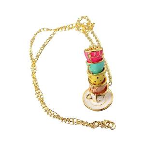 Leadigol Stackable 3D Coffee Cup Pendant Necklaces,Tea Cup Necklace,Teapot Locket Coffee Cup pendant Enamel Jewelry Long Necklace