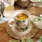 KANGDAWEI 13oz Ceramic Coffee Mug - Floral & Nature Inspired Tea Cup for Women & Home Decor & Tea Lovers (【Rose Pattern】)