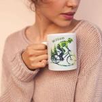 Personalized Ceramic Mug with Name, Custom Nature Inspired Coffee Mug 11oz 15oz, Unique Cycling Lover White Cup, Custom Mountain Biking Design Cup, Gifts for Outdoor Enthusiasts