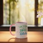 Disney This Teacher Runs On Coffee And Disney Gradient Logo Ceramic Mug, Pink/White