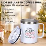 Dksyee Cute Christmas Coffee Mug 12 Oz Insulated Cup Gift for Women Men Girl Boyfriend Present Ideas Funny Xmas Tumbler Mugs Holiday Travel Mug Childrens Christmas Festive Vacation Drinking Cup