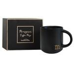 COLLECTIVE HOME - Black Monogram Ceramic Mugs, 15 oz Golden Initial Coffee Cups, Elegant Alphabet Tea Mugs, Personalized Halloween Mug with Gift Box, Perfect for Office and Home Décor (m)