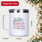 Dksyee Cute Christmas Coffee Mug 12 Oz Insulated Cup Gift for Women Men Girl Boyfriend Present Ideas Funny Xmas Tumbler Mugs Holiday Travel Mug Childrens Christmas Festive Vacation Drinking Cup