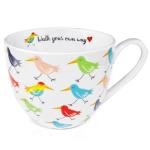 MFoffice Birds Mugs for Daily Coffee and Tea, Premium 20 oz Bone China Coffee Tea Hug Mug, Perfect Holiday, Birthday and Christmas Gift for Bird Lovers, Designed in England by Harvest Green Studio