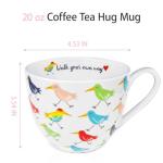 MFoffice Birds Mugs for Daily Coffee and Tea, Premium 20 oz Bone China Coffee Tea Hug Mug, Perfect Holiday, Birthday and Christmas Gift for Bird Lovers, Designed in England by Harvest Green Studio