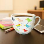 MFoffice Birds Mugs for Daily Coffee and Tea, Premium 20 oz Bone China Coffee Tea Hug Mug, Perfect Holiday, Birthday and Christmas Gift for Bird Lovers, Designed in England by Harvest Green Studio