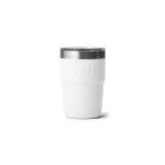 YETI Rambler 8 oz Insulated Coffee Mug with Lid - Stackable Double-Wall Vacuum Insulated Coffee Cup - DuraSip Ceramic Lining - Barista-Friendly Design - Stainless Steel - Dishwasher Safe, White